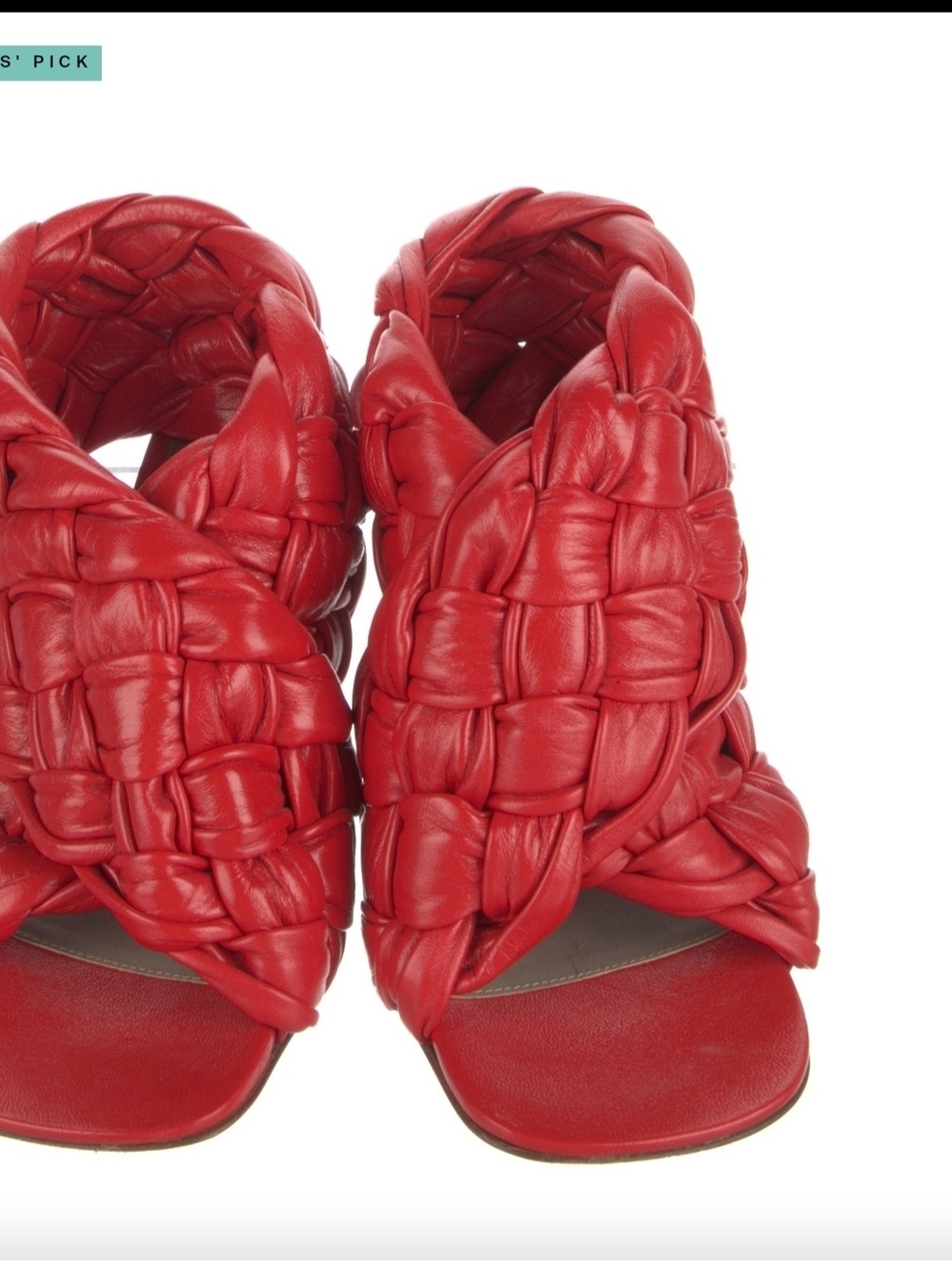 Bottega Veneta Red Braided Leather Open-Toe Heels